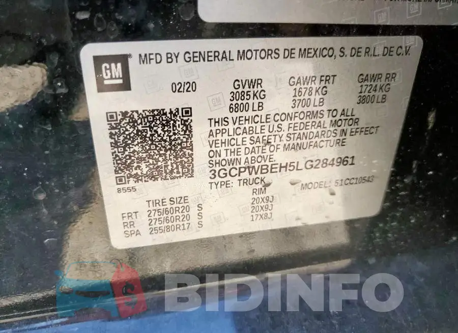 3GCPWBEH5LG284961 Photo# 13