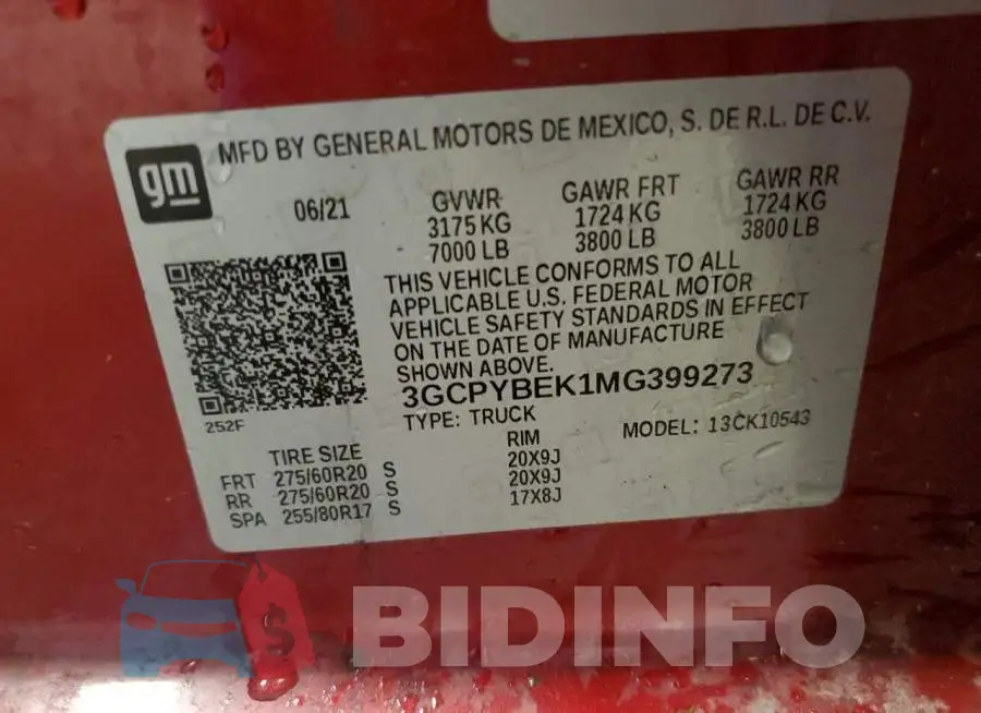 3GCPYBEK1MG399273 Photo# 13