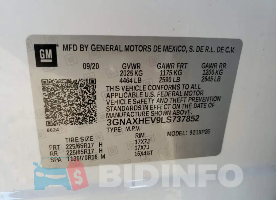 3GNAXHEV9LS737852 Photo# 13