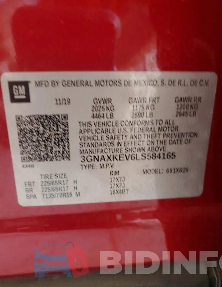 3GNAXKEV6LS584165 Photo# 13
