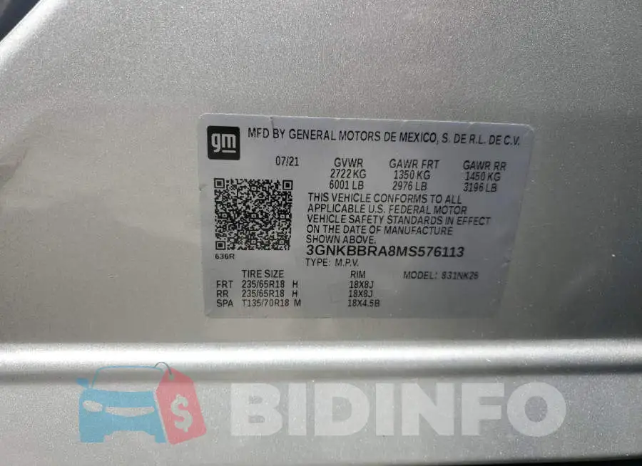 3GNKBBRA8MS576113 Photo# 14