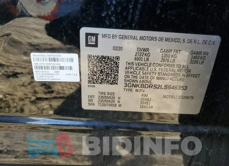 3GNKBDRS2LS646353 Photo# 14