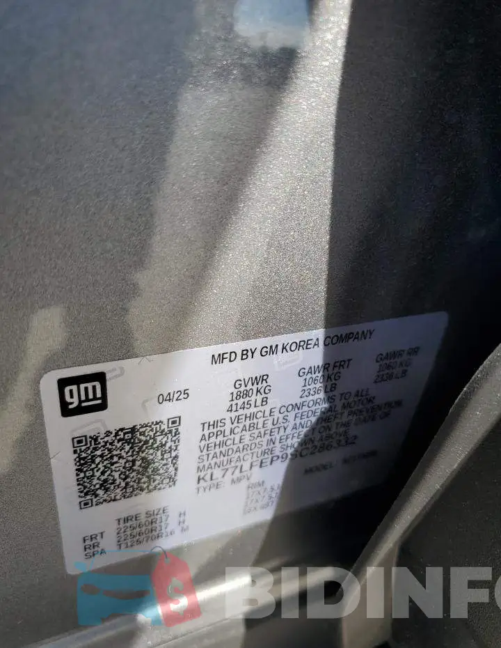 KL77LFEP9SC286332 Photo# 13