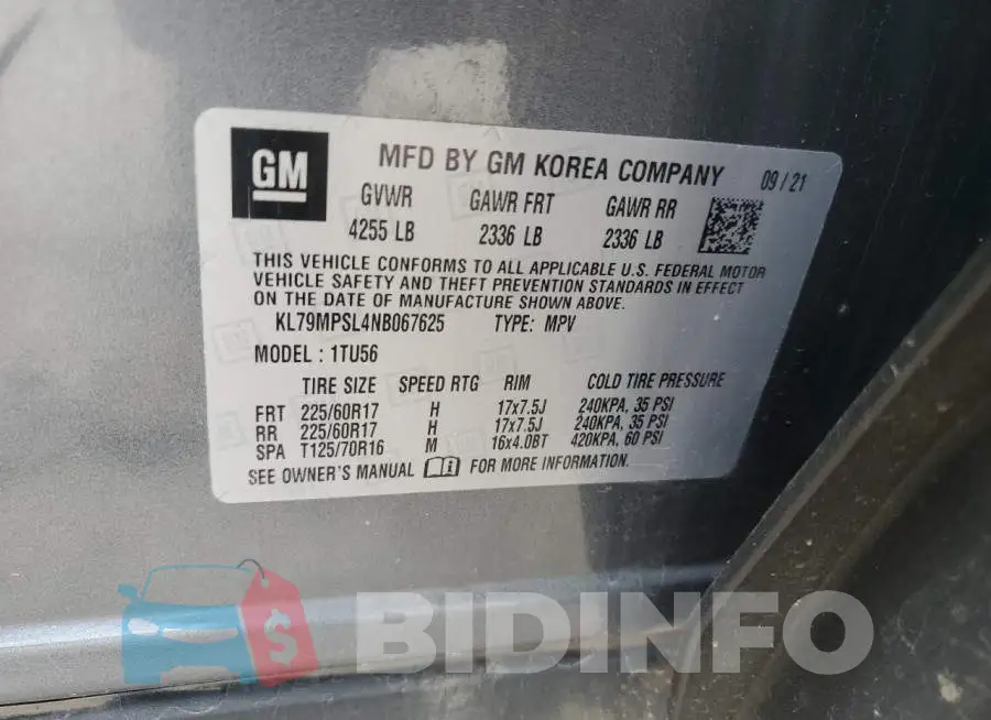 KL79MPSL4NB067625 Photo# 13