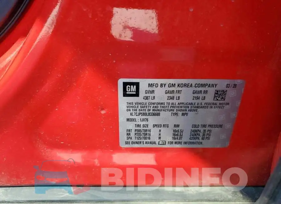 KL7CJPSB0LB336688 Photo# 14