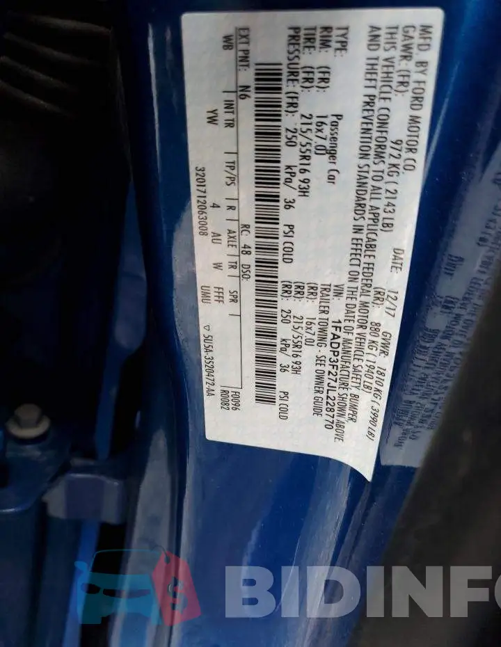 1FADP3F27JL228770 Photo# 12
