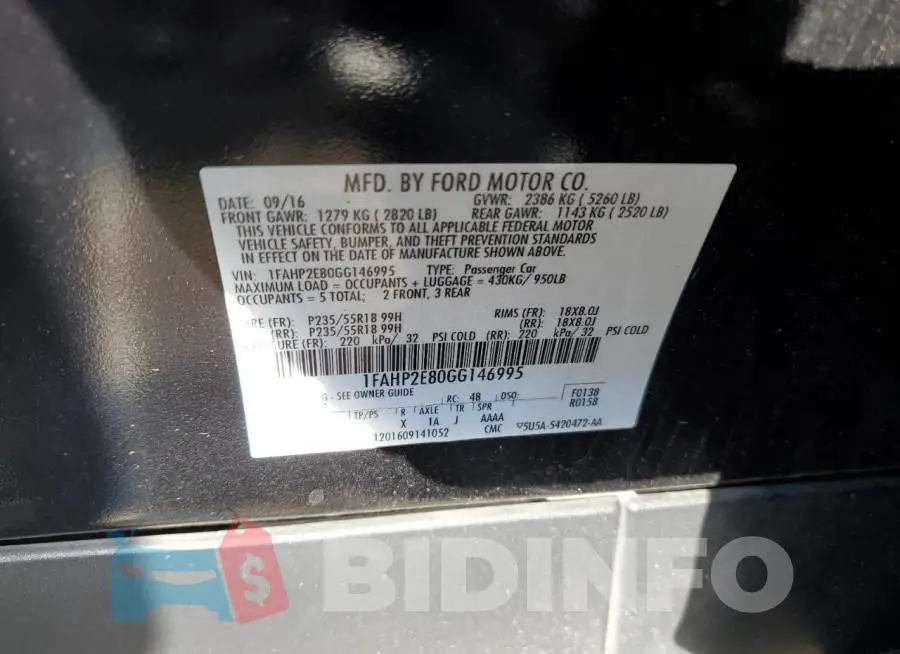 1FAHP2E80GG146995 Photo# 12
