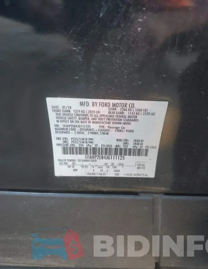 1FAHP2E84JG111125 Photo# 12