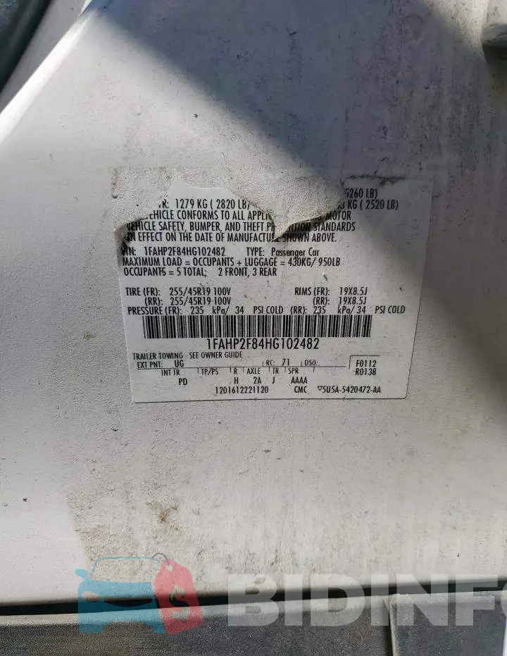 1FAHP2F84HG102482 Photo# 12
