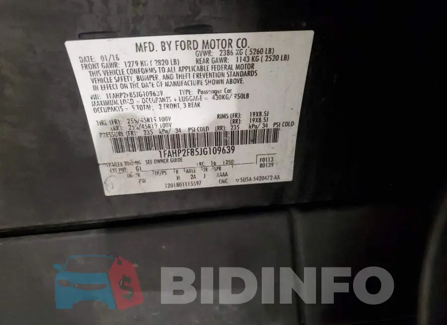 1FAHP2F85JG109639 Photo# 13