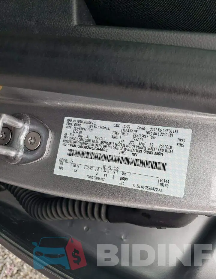 1FMCU9G62NUC04603 Photo# 13