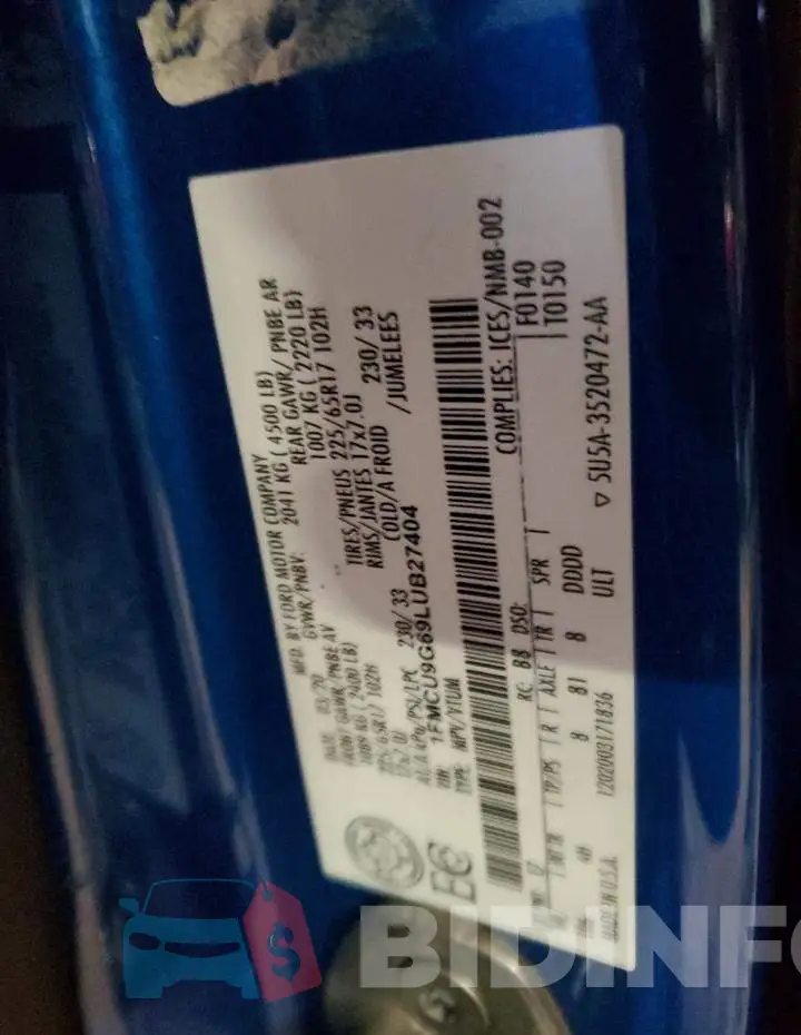 1FMCU9G69LUB27404 Photo# 14
