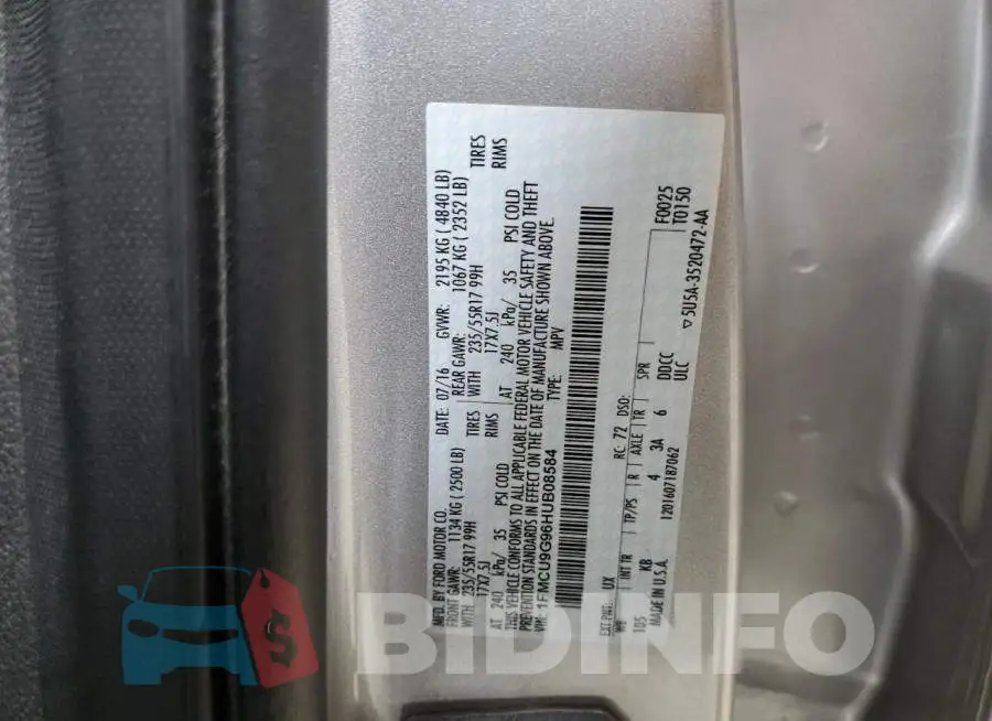 1FMCU9G96HUB08584 Photo# 13
