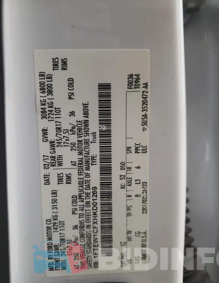 1FTEW1CFXHKD01269 Photo# 12