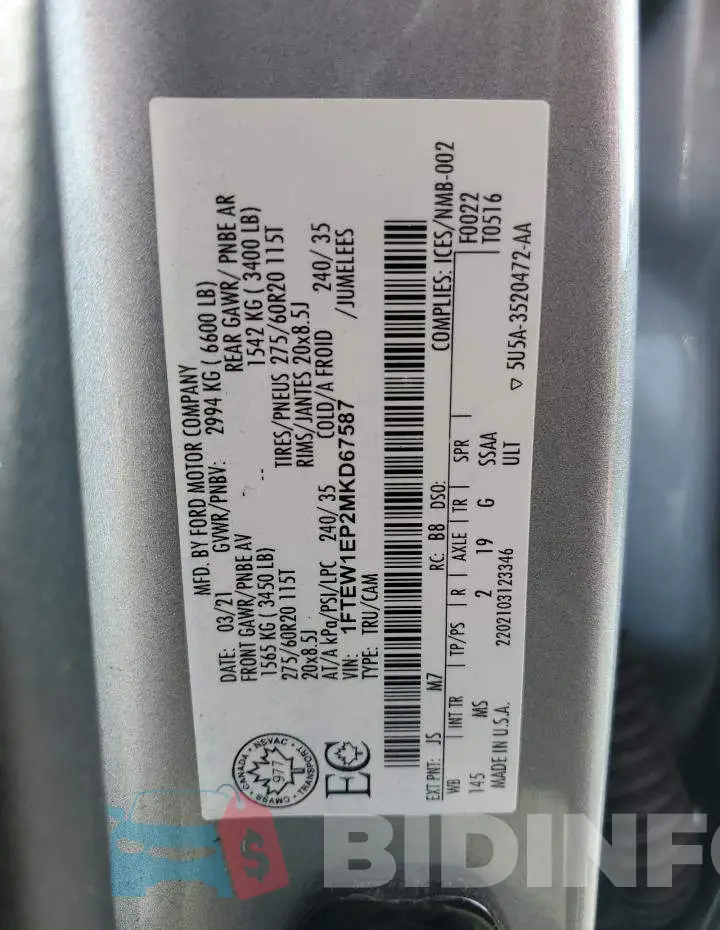 1FTEW1EP2MKD67587 Photo# 12