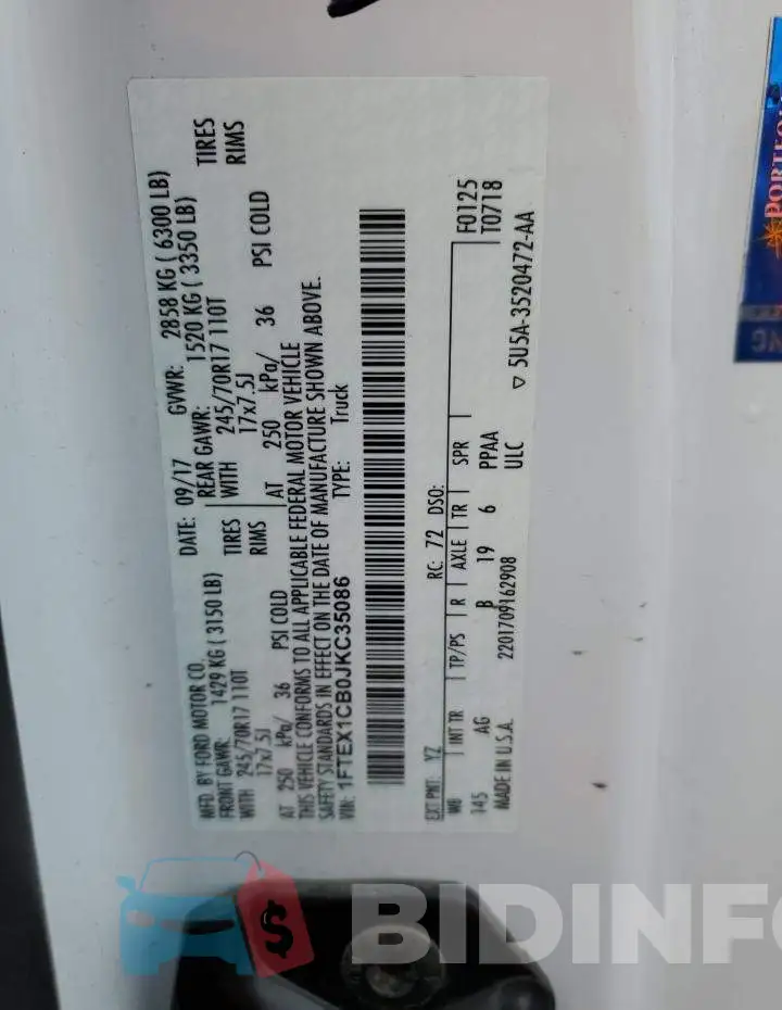 1FTEX1CB0JKC35086 Photo# 13