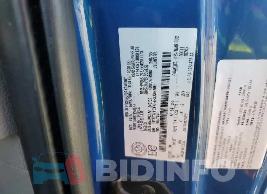 1FTFX1EF0HKD36580 Photo# 13