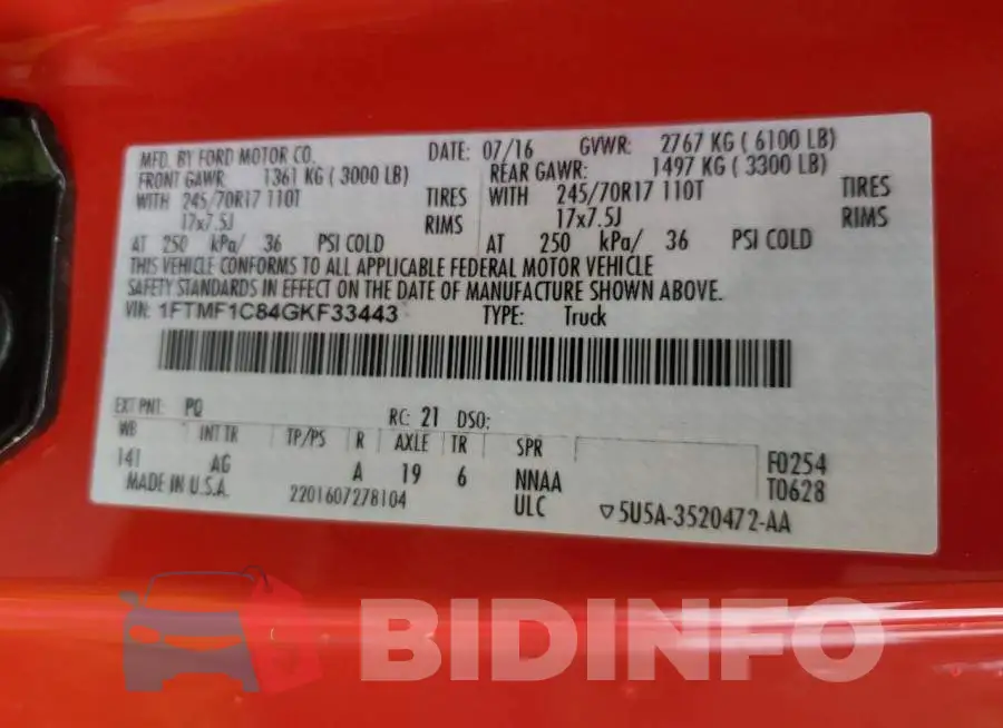 1FTMF1C84GKF33443 Photo# 12