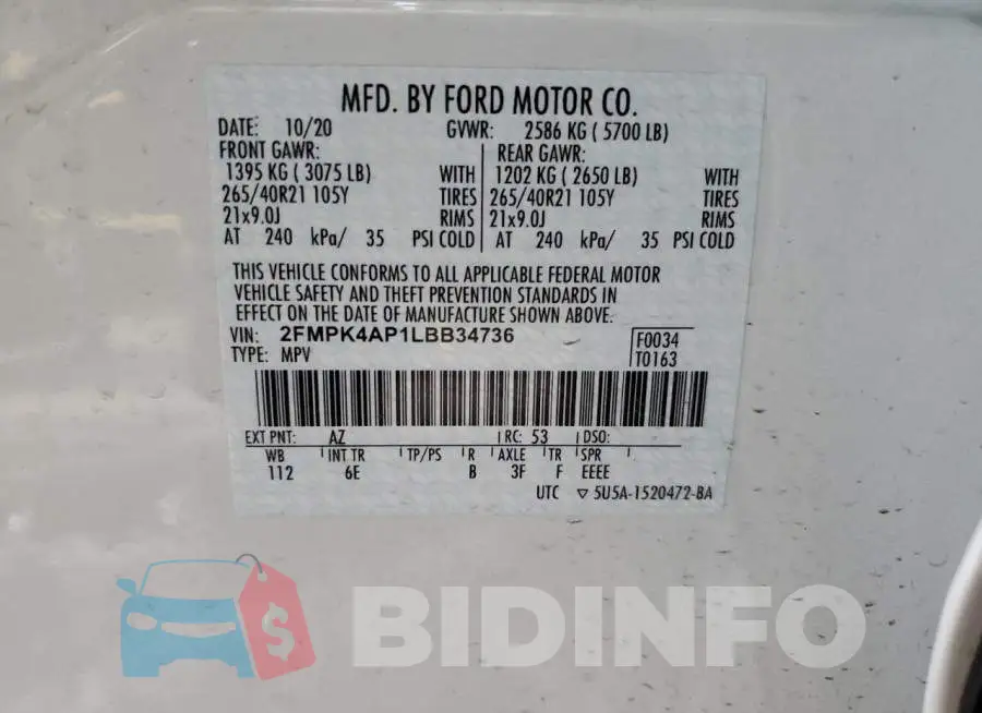 2FMPK4AP1LBB34736 Photo# 13