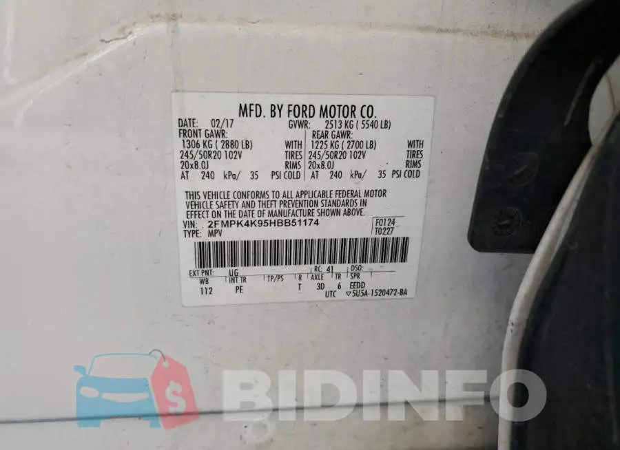 2FMPK4K95HBB51174 Photo# 13