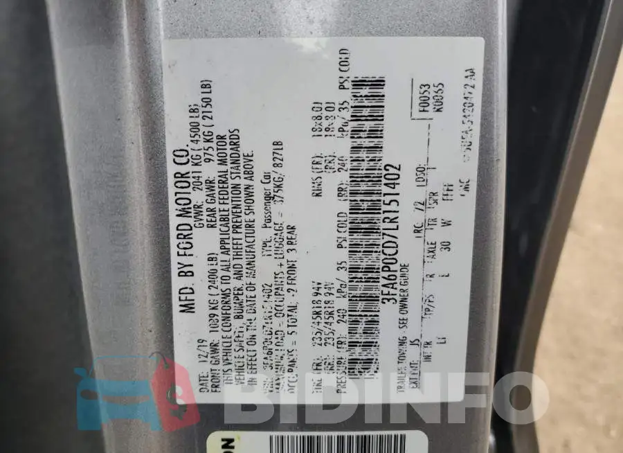 3FA6P0CD7LR151402 Photo# 12