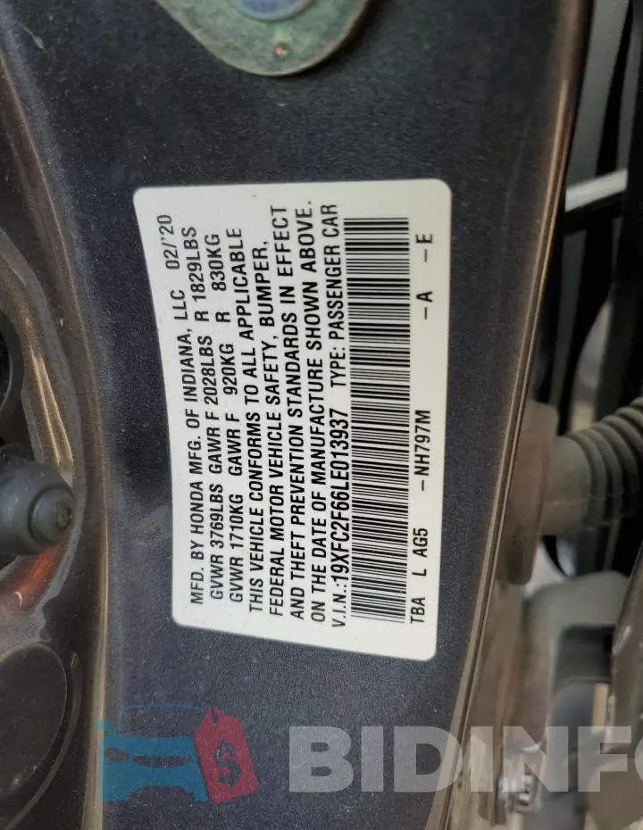 19XFC2F66LE013937 Photo# 12