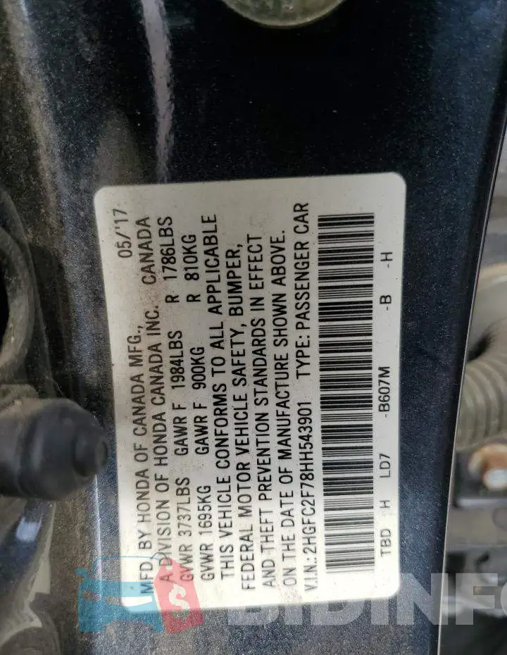 2HGFC2F78HH543901 Photo# 12