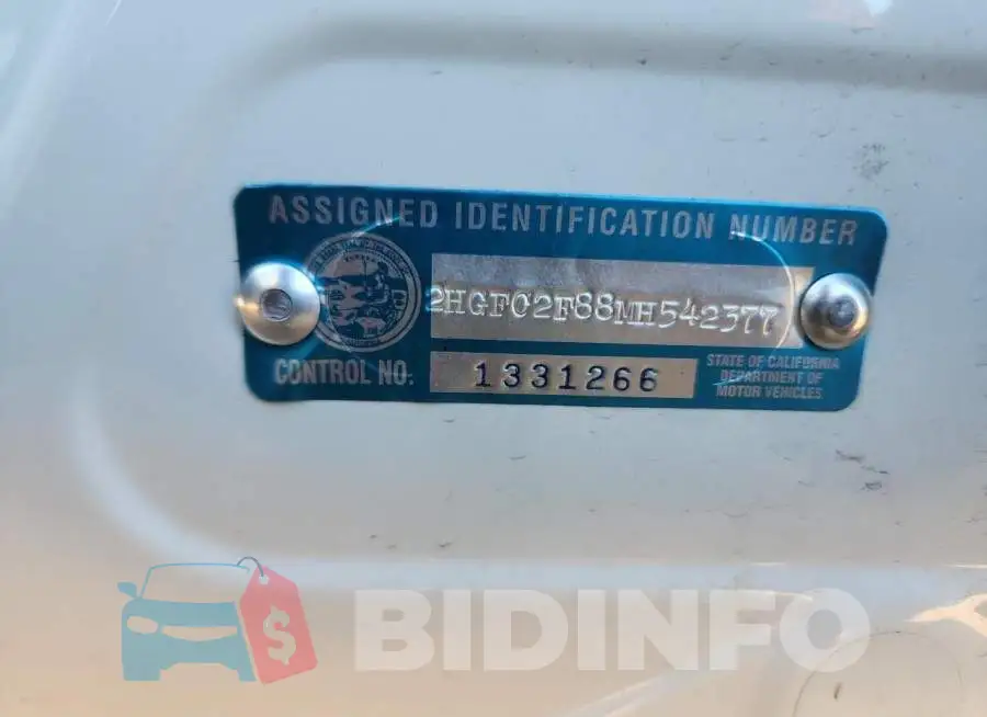 2HGFC2F88MH542377 Photo# 12