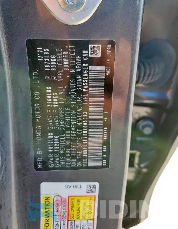 JHMFE1F78NX005093 Photo# 12