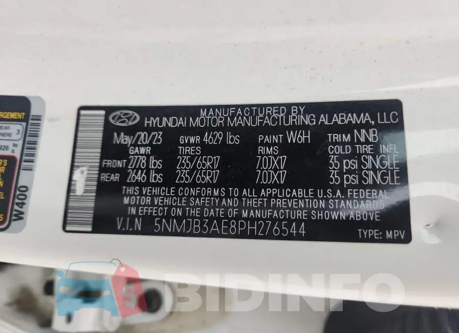 5NMJB3AE8PH276544 Photo# 12