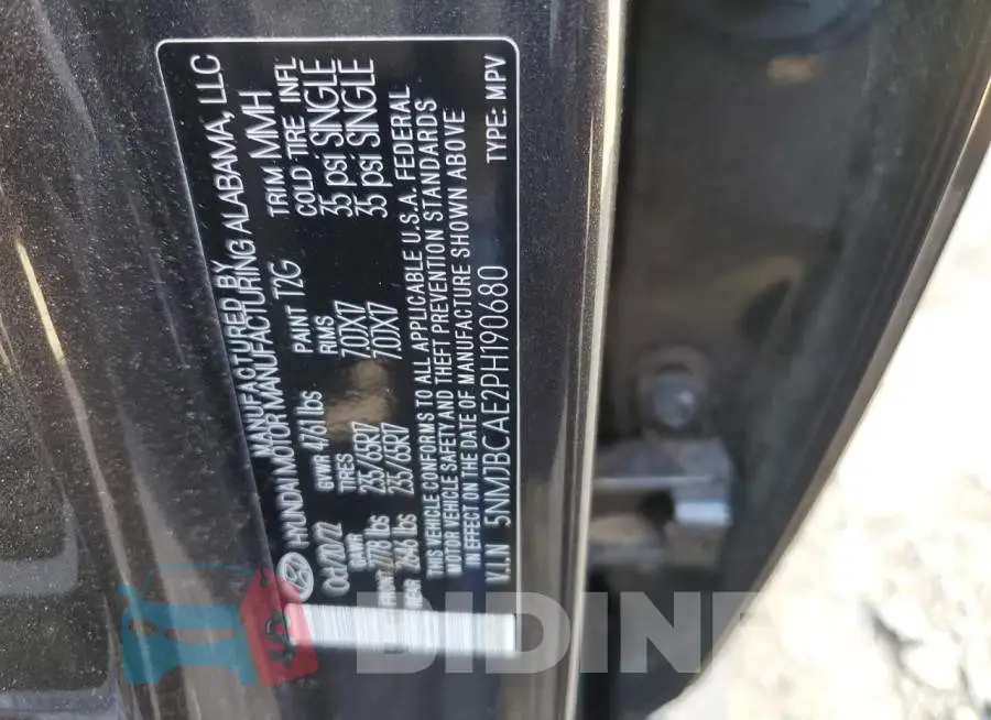 5NMJBCAE2PH190680 Photo# 13