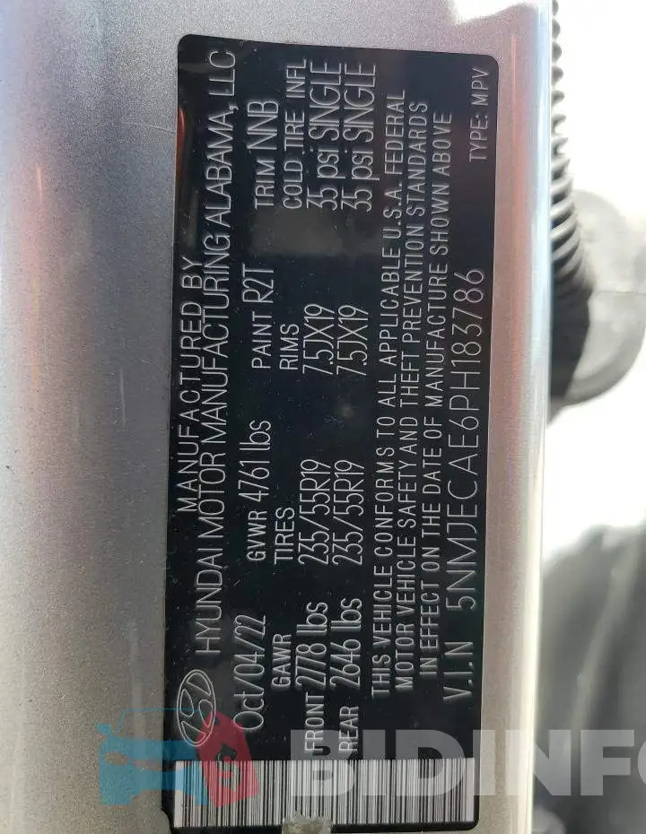 5NMJECAE6PH183786 Photo# 14