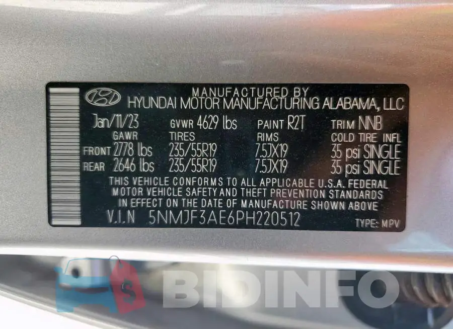 5NMJF3AE6PH220512 Photo# 13