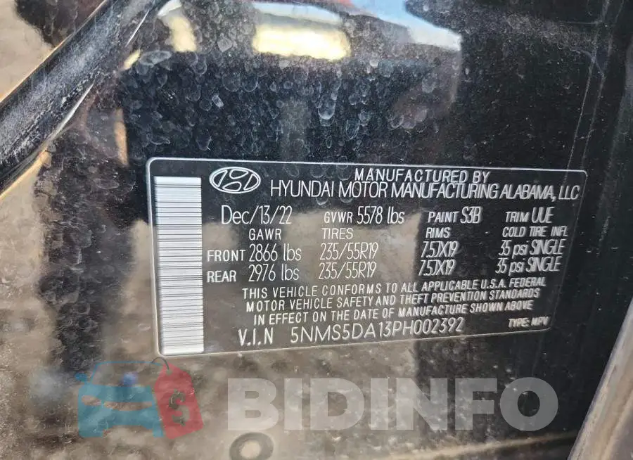 5NMS5DA13PH002392 Photo# 14