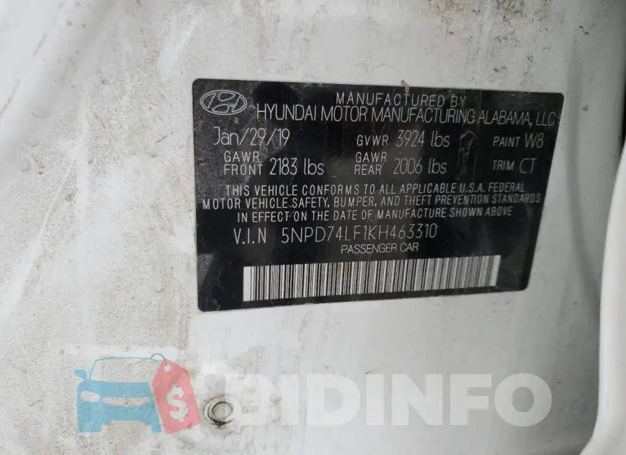 5NPD74LF1KH463310 Photo# 13
