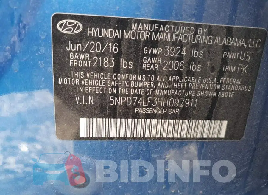 5NPD74LF3HH097911 Photo# 12