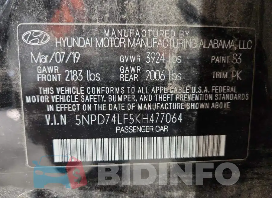 5NPD74LF5KH477064 Photo# 13