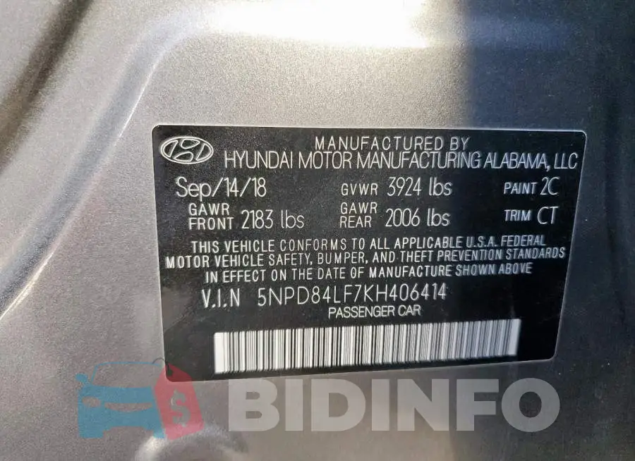 5NPD84LF7KH406414 Photo# 12