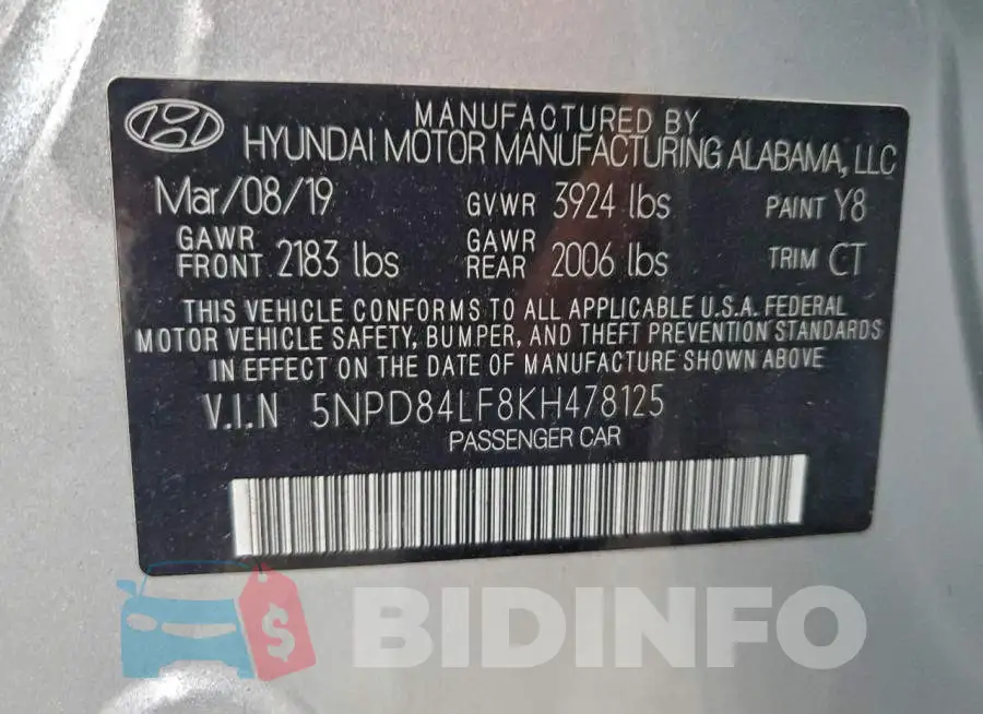 5NPD84LF8KH478125 Photo# 13
