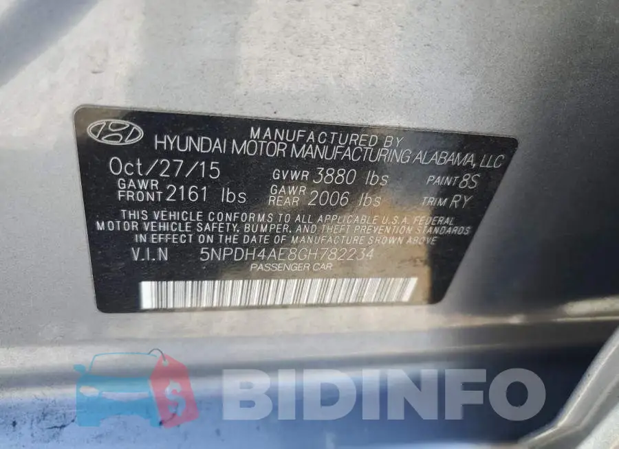 5NPDH4AE8GH782234 Photo# 12