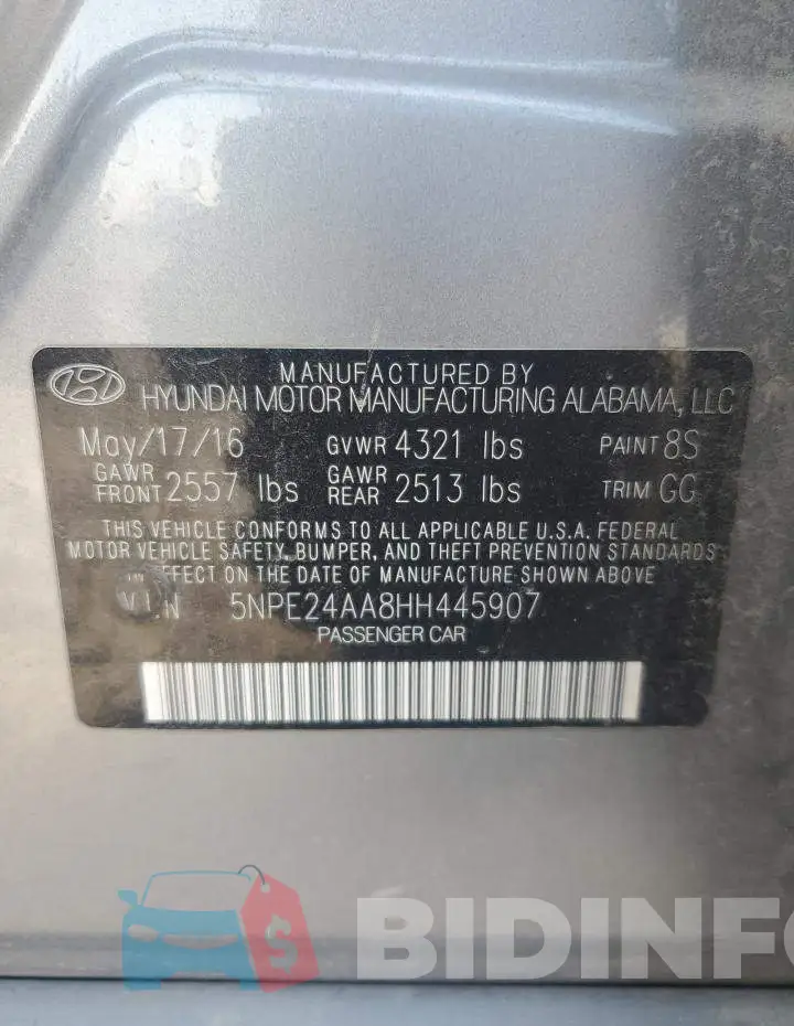5NPE24AA8HH445907 Photo# 12