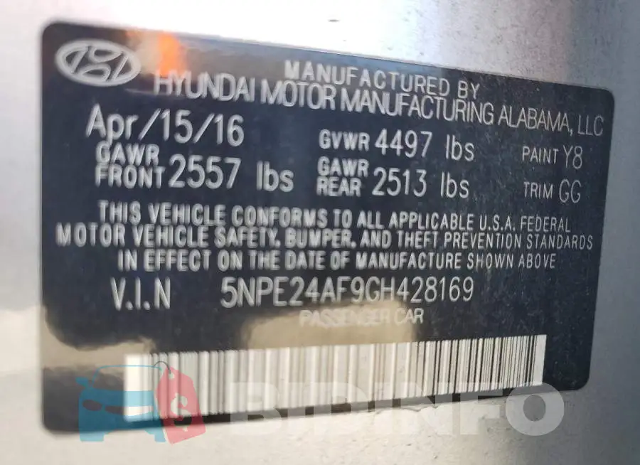 5NPE24AF9GH428169 Photo# 13