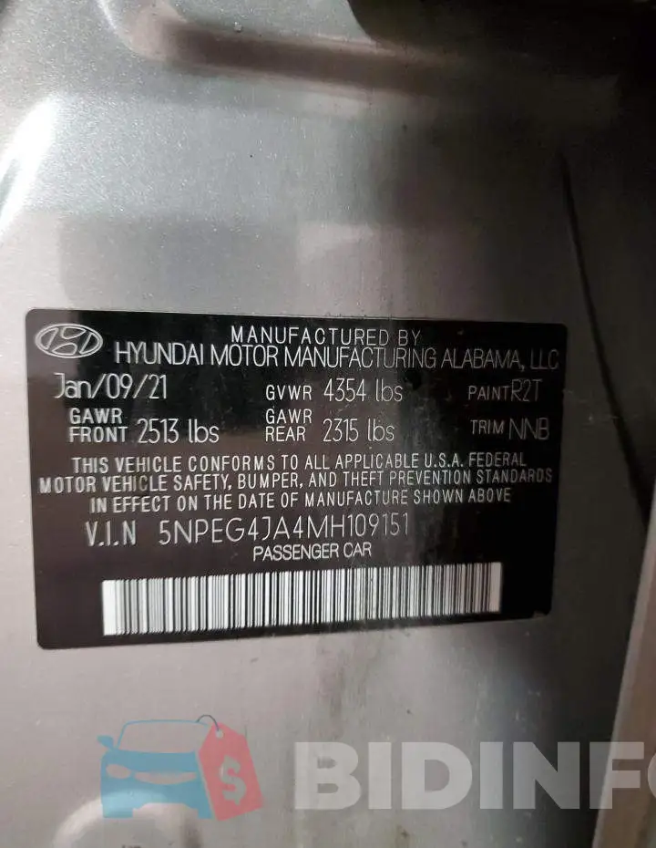 5NPEG4JA4MH109151 Photo# 12