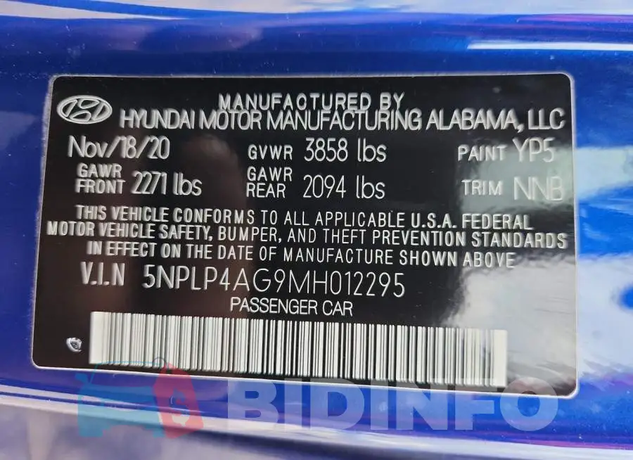 5NPLP4AG9MH012295 Photo# 13