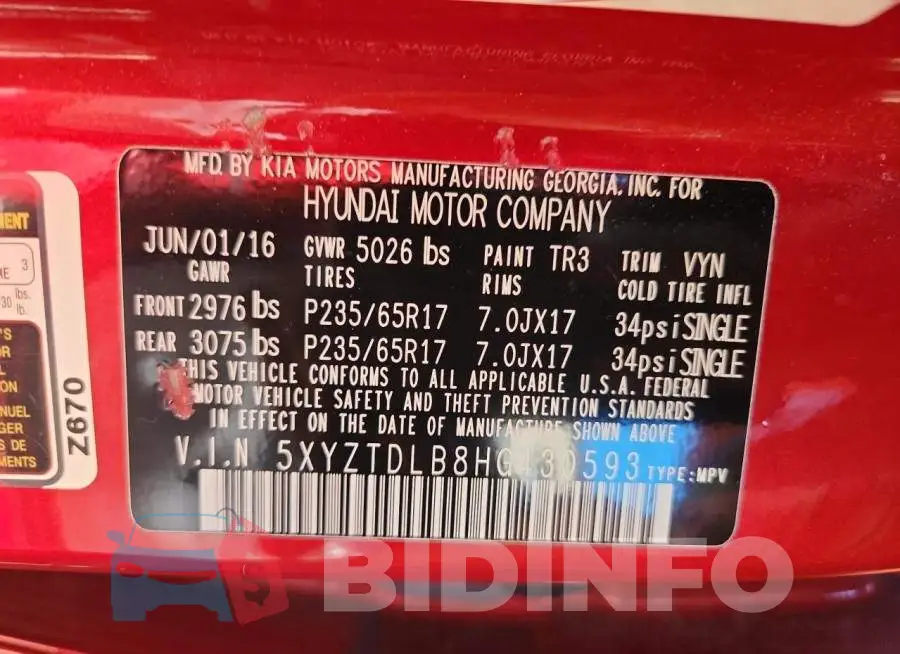 5XYZTDLB8HG430593 Photo# 13