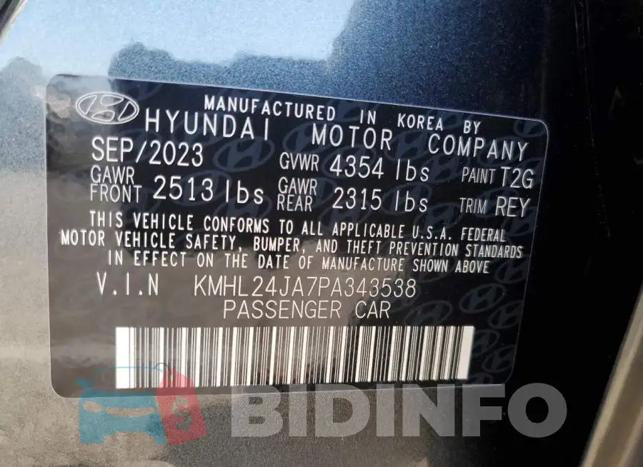 KMHL24JA7PA343538 Photo# 13