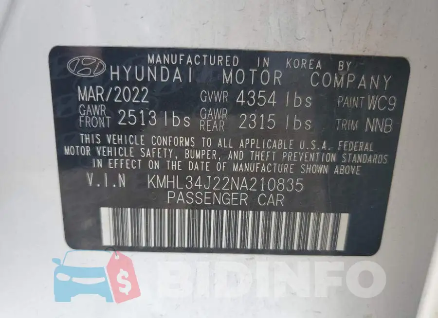 KMHL34J22NA210835 Photo# 13
