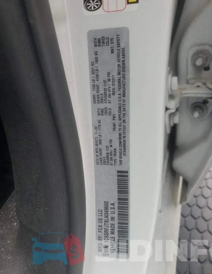 1C6SRFJT8LN349660 Photo# 12