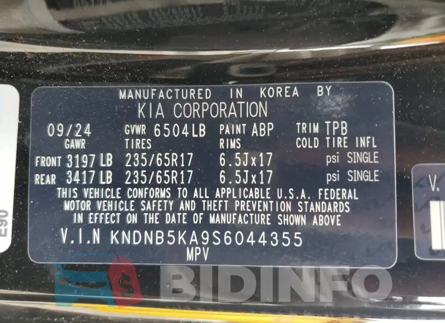 KNDNB5KA9S6044355 Photo# 14