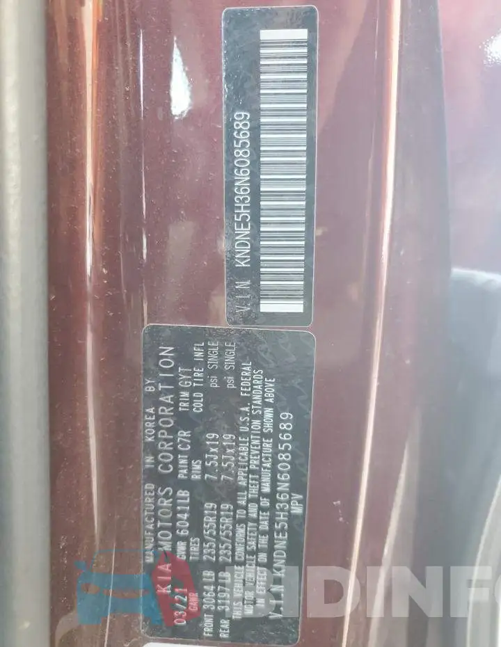 KNDNE5H36N6085689 Photo# 13